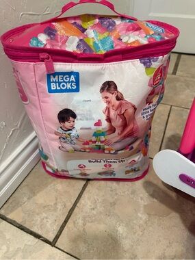 🌸 Girls Mega Bloks Big Building Bag – Pink & Purple Set 🌸